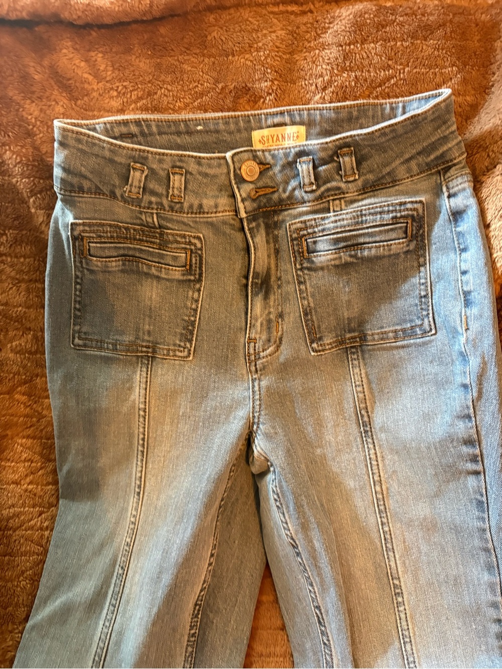 Shyanne Light Blue Boot Cut Jeans with Front Patch Pockets